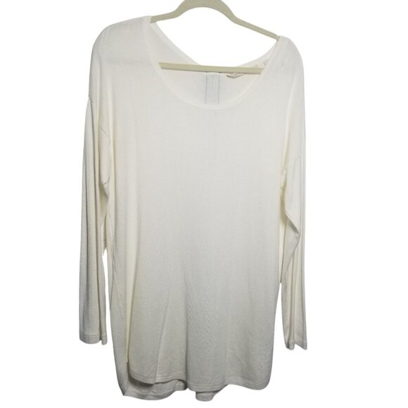 Soft Surroundings Women's Classic Cream Knit Tunic Exposed Back Zipper Sz L - Picture 2 of 4